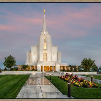 Covenant Path Temple: Rexburg Idaho Temple (30x41 Framed Art), , large