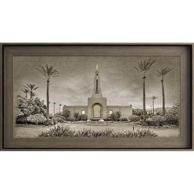 Redlands Temple Framed Art, Gray Wood (22x39 Canvas)