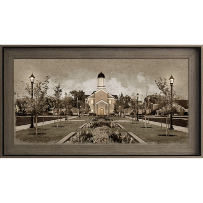 Vernal Temple Framed Art, Gray Wood (22x39 Canvas)